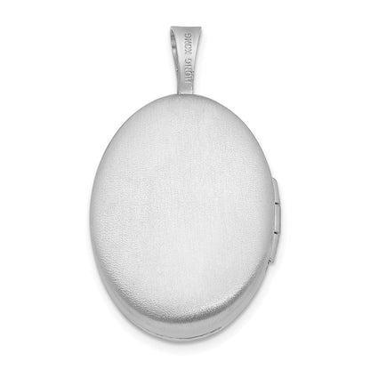 Rhodiniertes Sterlingsilber Medaillon mit Diamant, seitliches Muschelmuster, oval, 19 mm