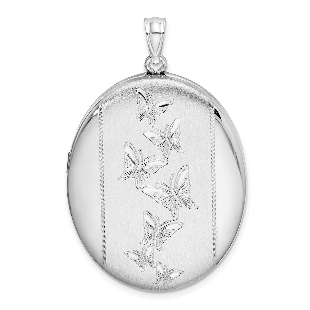 Sterlingsilber Rhodiniert Butterflies 34mm Oval Medaillon