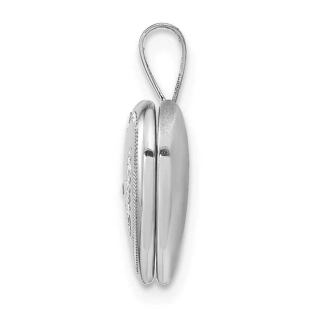 Rhodiniertes Sterlingsilber Diamant-Herz „Sister" Medaillon, 12 mm, Herzform