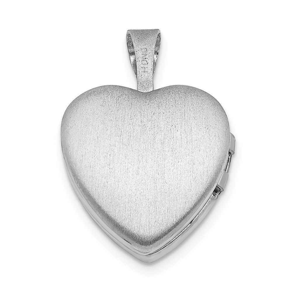 Rhodiniertes Sterlingsilber Diamant-Herz „Sister" Medaillon, 12 mm, Herzform