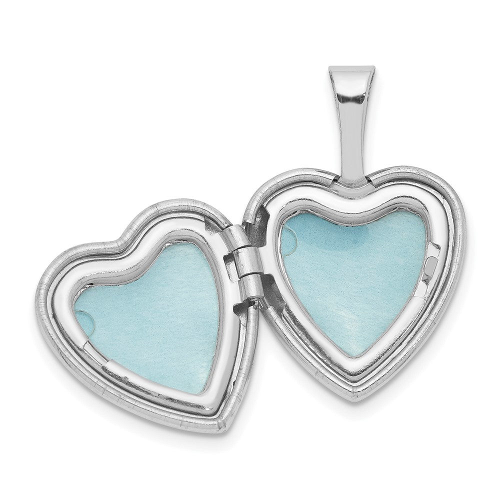 Rhodiniertes Sterlingsilber Diamant-Herz „Sister" Medaillon, 12 mm, Herzform