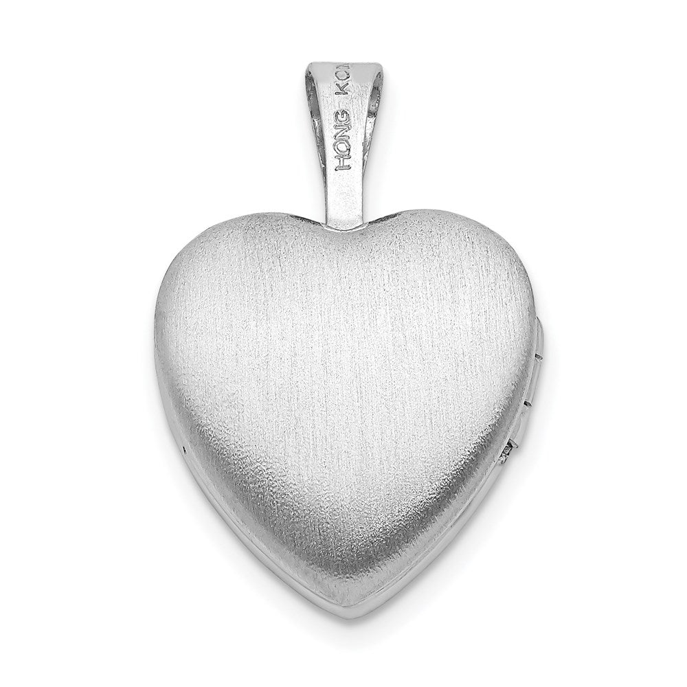 Rhodinierter Anhänger „Tochter“ aus Sterlingsilber mit Diamant, Herz-Medaillon, 12 mm