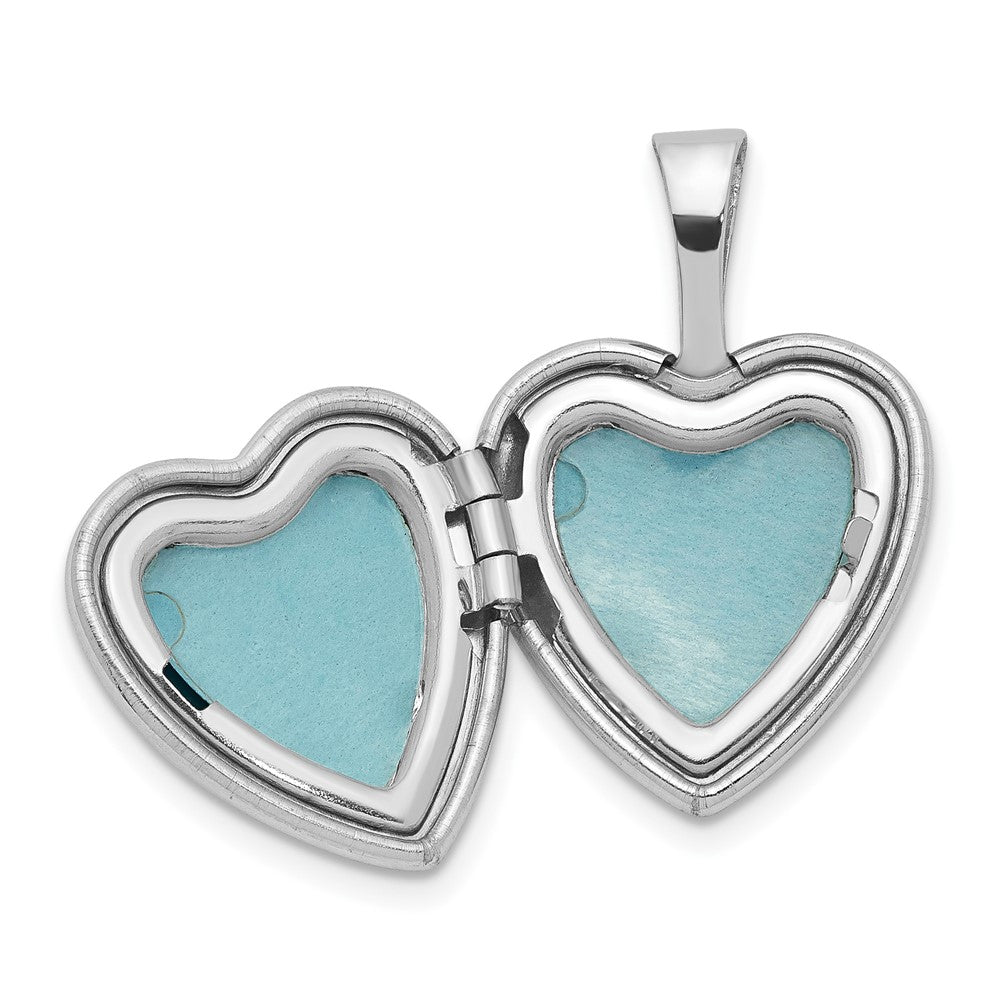 Rhodinierter Anhänger „Tochter“ aus Sterlingsilber mit Diamant, Herz-Medaillon, 12 mm
