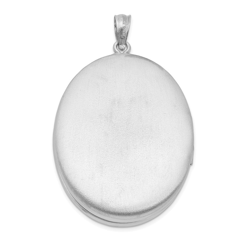Sterlingsilber Rhodiniert Emailliert Blumen Oma 34mm Oval Medaillon