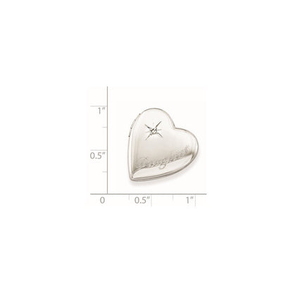 Anhänger "Daughter" aus rhodiniertem Sterlingsilber, Herz, Schiebeverschluss, poliert, 20 mm Durchmesser
