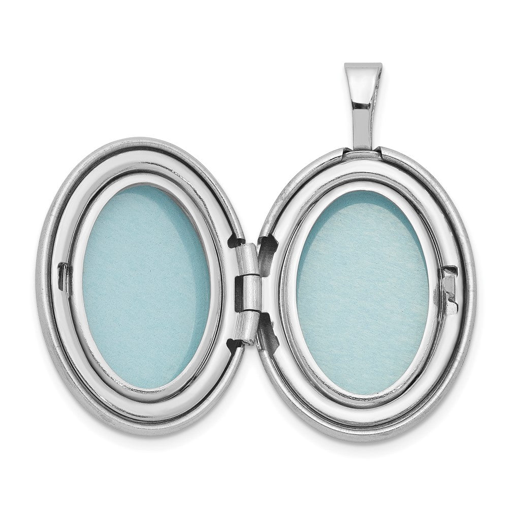 Sterlingsilber Rhodiniert Emailliert Rosa Schleife 19mm Oval Medaillon