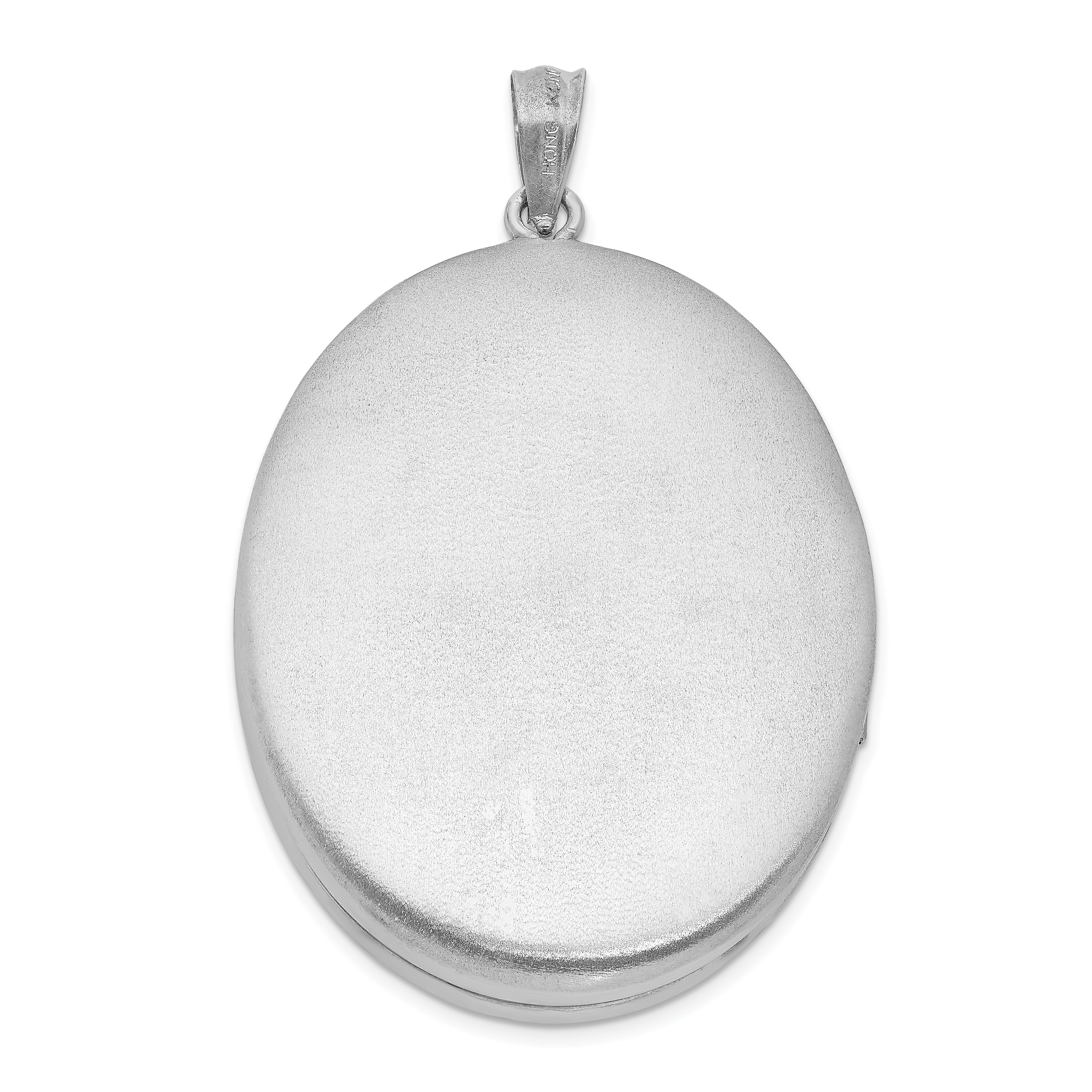 Sterlingsilber Rhodiniert Satiniert & Poliert Emaille Rose 34mm Oval Medaillon