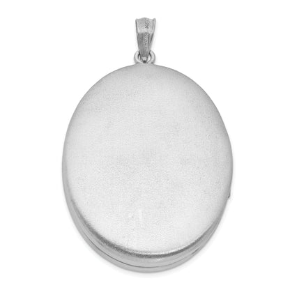 Sterlingsilber Rhodiniert Satiniert & Poliert Emaille Rose 34mm Oval Medaillon