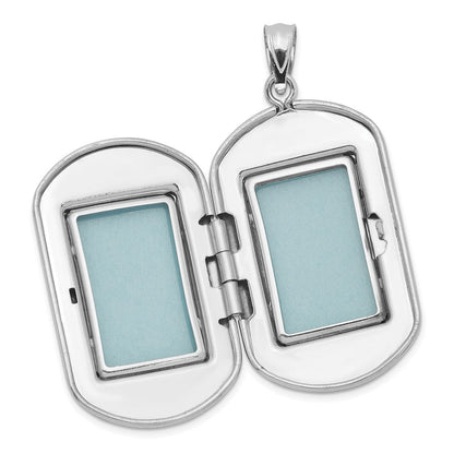 Sterlingsilber Rhodiniert Kreuz Rectangular Medaillon