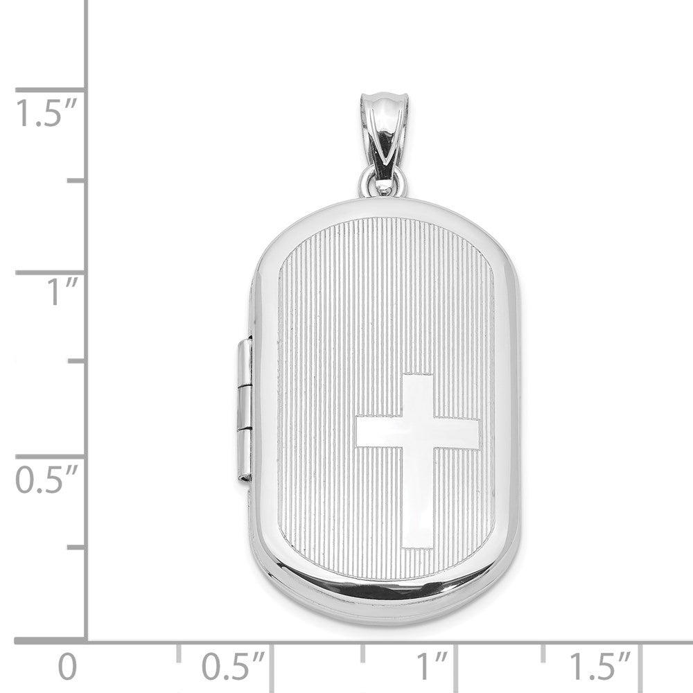 Sterlingsilber Rhodiniert Kreuz Rectangular Medaillon