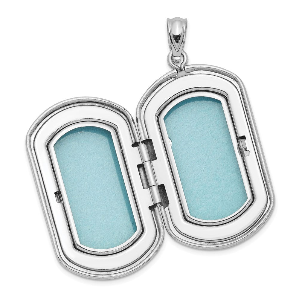 Sterlingsilber Rhodiniert 30mm Footprints Rectangular Medaillon