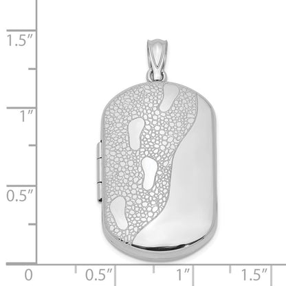 Sterlingsilber Rhodiniert 30mm Footprints Rectangular Medaillon