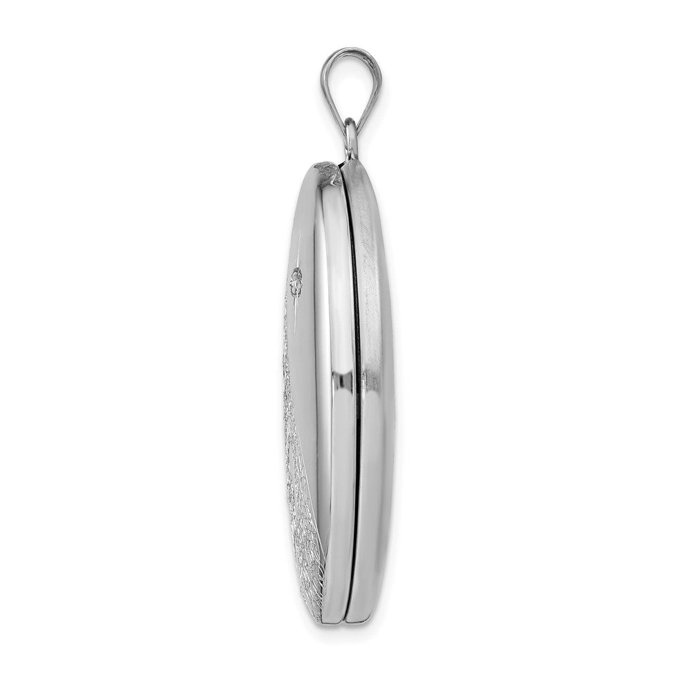 Rhodiniertes Sterlingsilber & Diamant Fußspuren 34 mm ovales Medaillon