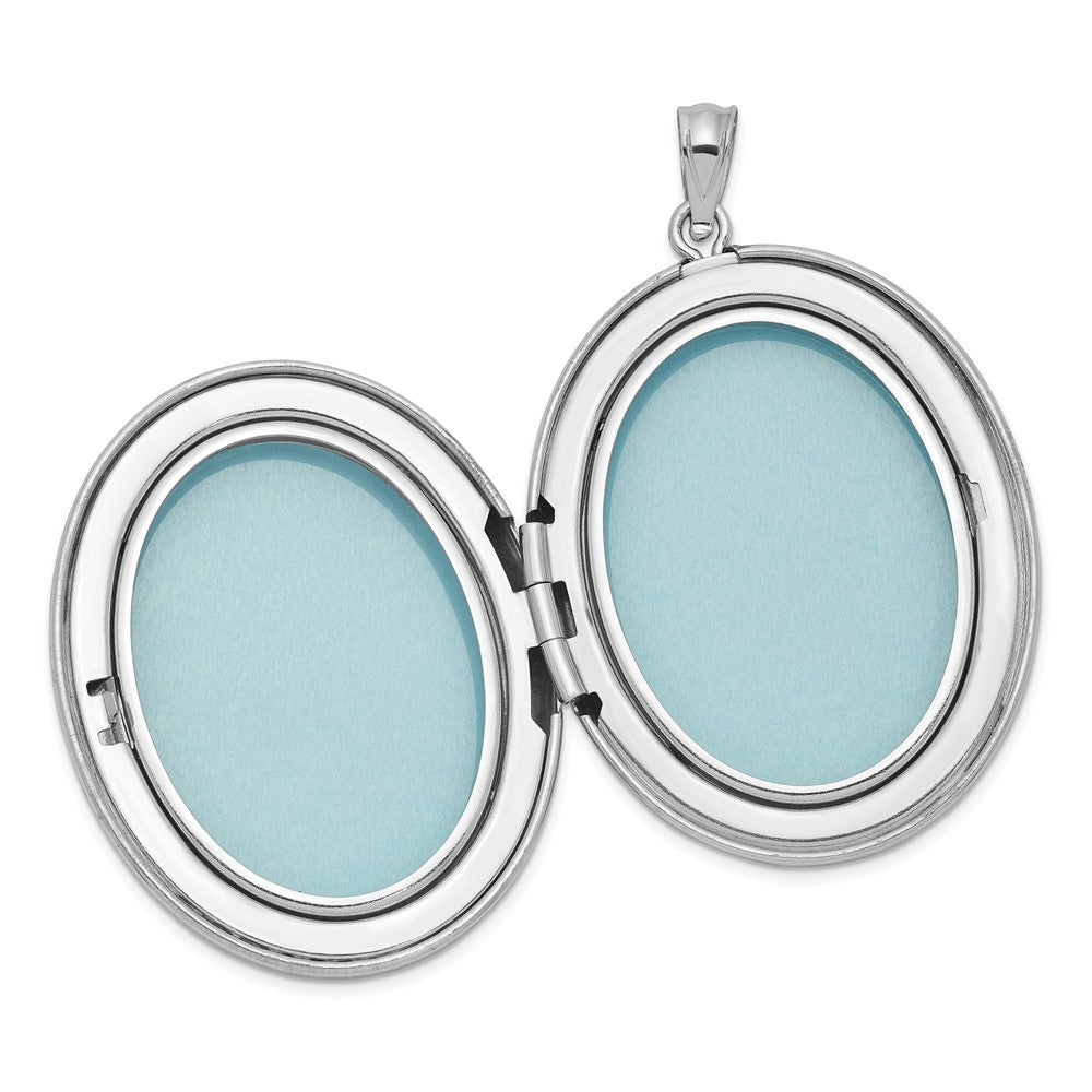 Rhodiniertes Sterlingsilber & Diamant Fußspuren 34 mm ovales Medaillon