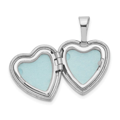 Sterlingsilber Rhodiniert Kreuz mit Emaille Blumen 12mm Herz Medaillon