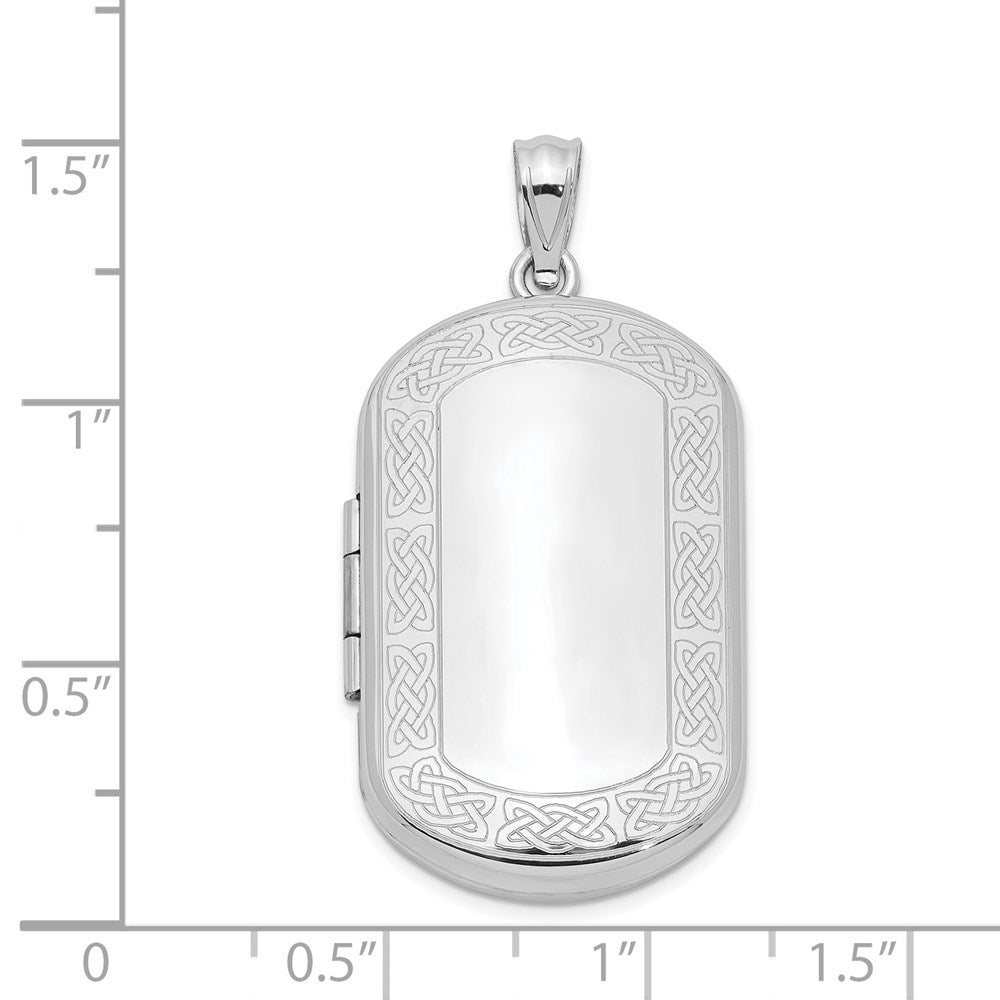 Sterlingsilber Rhodiniert Keltisch Rand Rectangular Medaillon