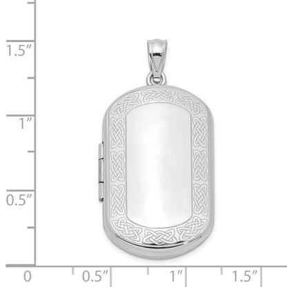 Sterlingsilber Rhodiniert Keltisch Rand Rectangular Medaillon