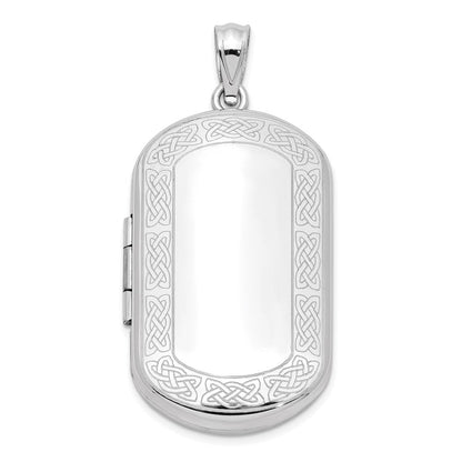 Sterlingsilber Rhodiniert Keltisch Rand Rectangular Medaillon