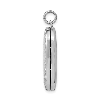 Sterlingsilber Rhodiniert Greek Key Rand Rectangular Medaillon