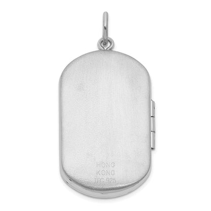Sterlingsilber Rhodiniert Greek Key Rand Rectangular Medaillon
