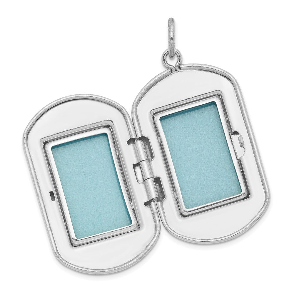 Sterlingsilber Rhodiniert Greek Key Rand Rectangular Medaillon