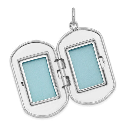 Sterlingsilber Rhodiniert Greek Key Rand Rectangular Medaillon