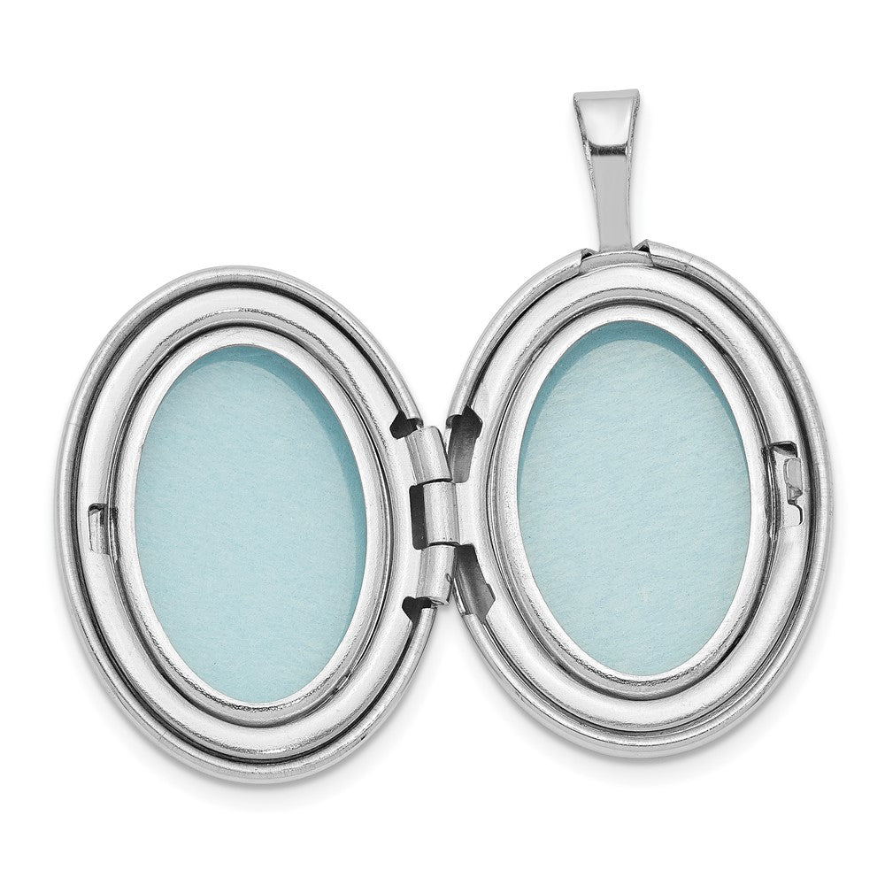 Sterlingsilber Rhodiniert 20mm Poliert Oval Medaillon