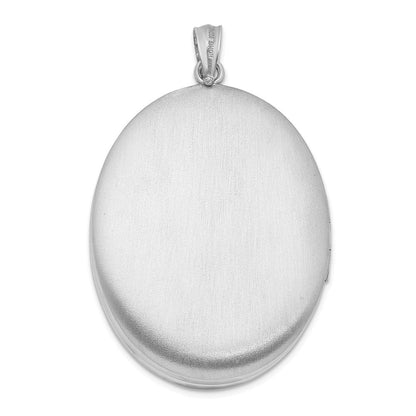 Ovales Medaillon mit Diamant und Wirbelrand aus rhodiniertem Sterlingsilber, 34 mm