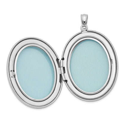 Ovales Medaillon mit Diamant und Wirbelrand aus rhodiniertem Sterlingsilber, 34 mm