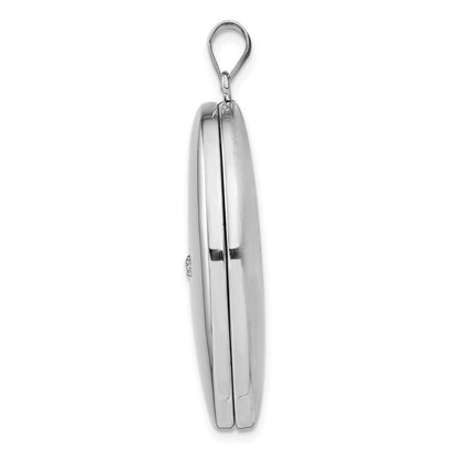 Rhodinierter Sterlingsilber-Anhänger zum Öffnen (34 mm, oval) mit Diamantschliff-Politur