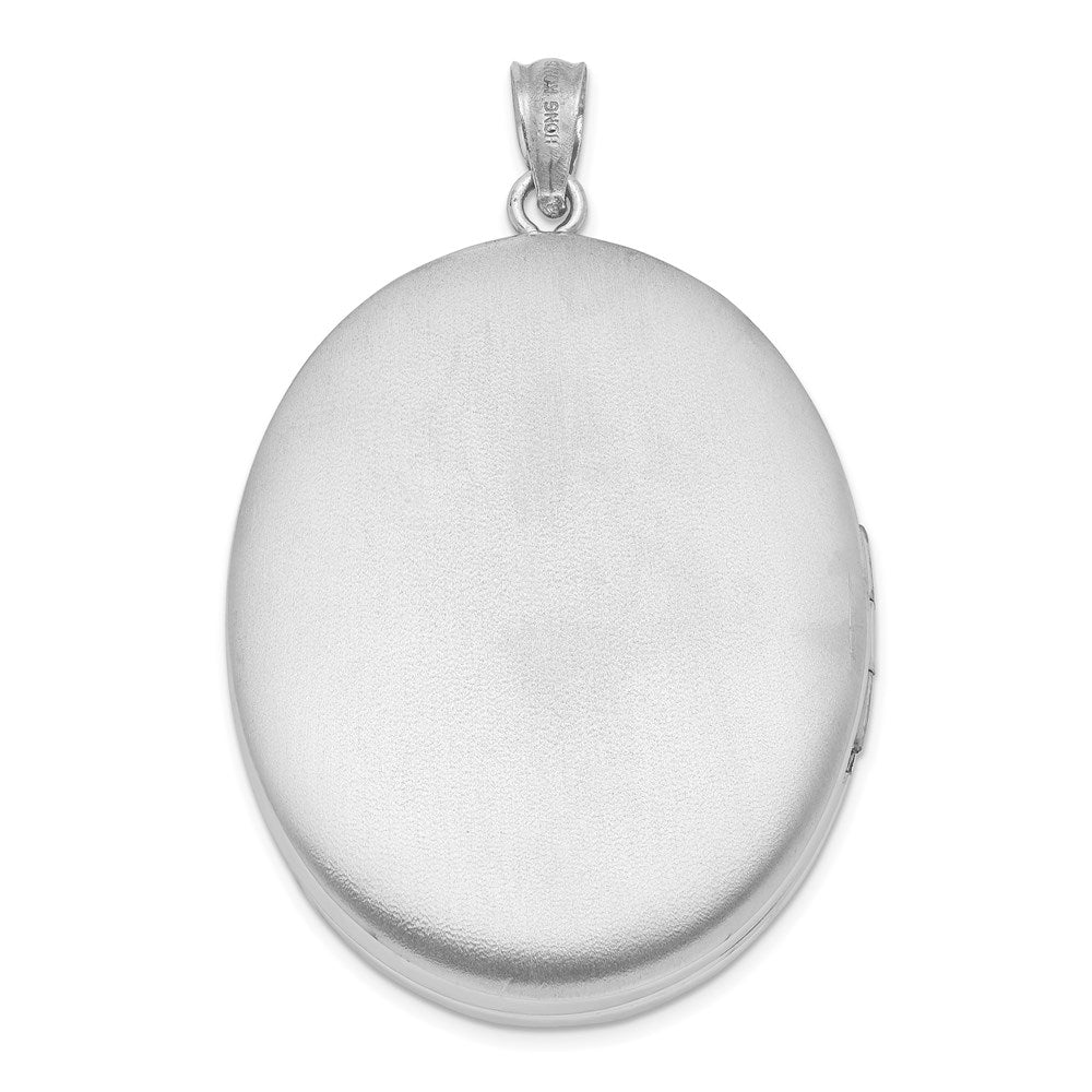 Rhodinierter Sterlingsilber-Anhänger zum Öffnen (34 mm, oval) mit Diamantschliff-Politur