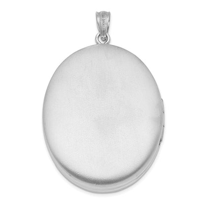 Rhodinierter Sterlingsilber-Anhänger zum Öffnen (34 mm, oval) mit Diamantschliff-Politur