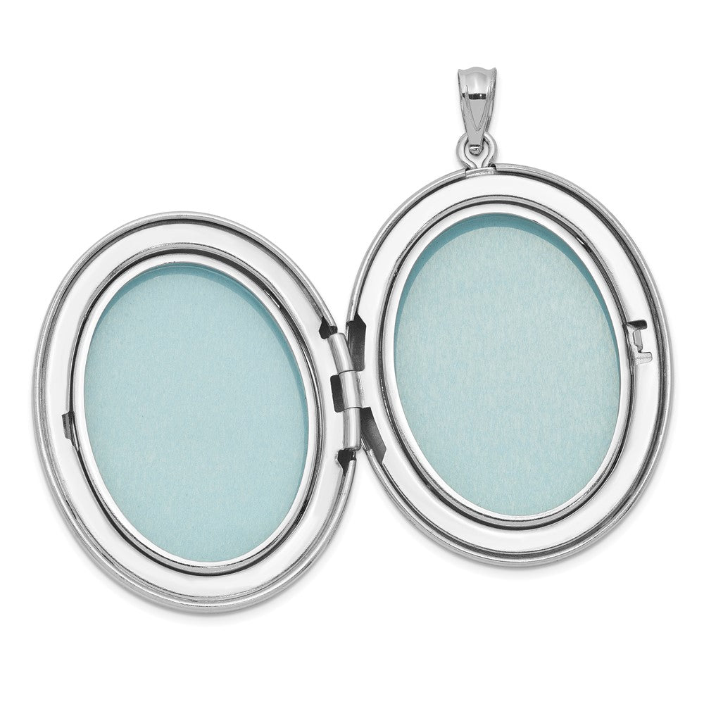 Rhodinierter Sterlingsilber-Anhänger zum Öffnen (34 mm, oval) mit Diamantschliff-Politur