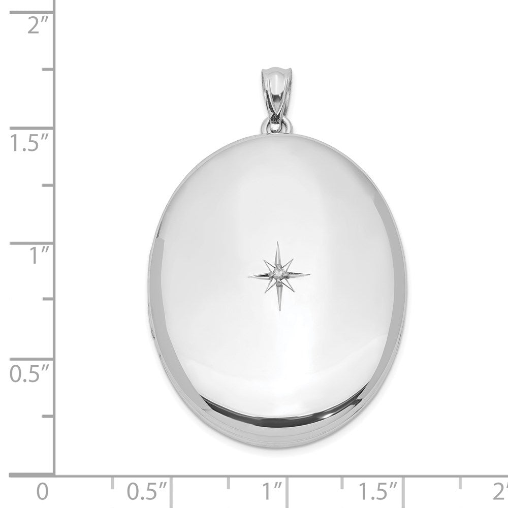Rhodinierter Sterlingsilber-Anhänger zum Öffnen (34 mm, oval) mit Diamantschliff-Politur