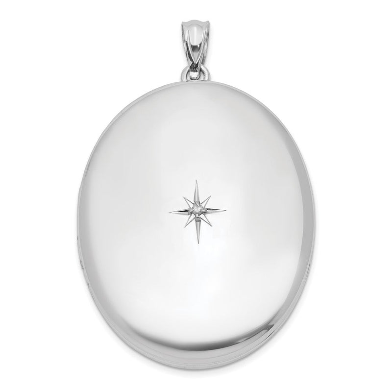 Rhodinierter Sterlingsilber-Anhänger zum Öffnen (34 mm, oval) mit Diamantschliff-Politur
