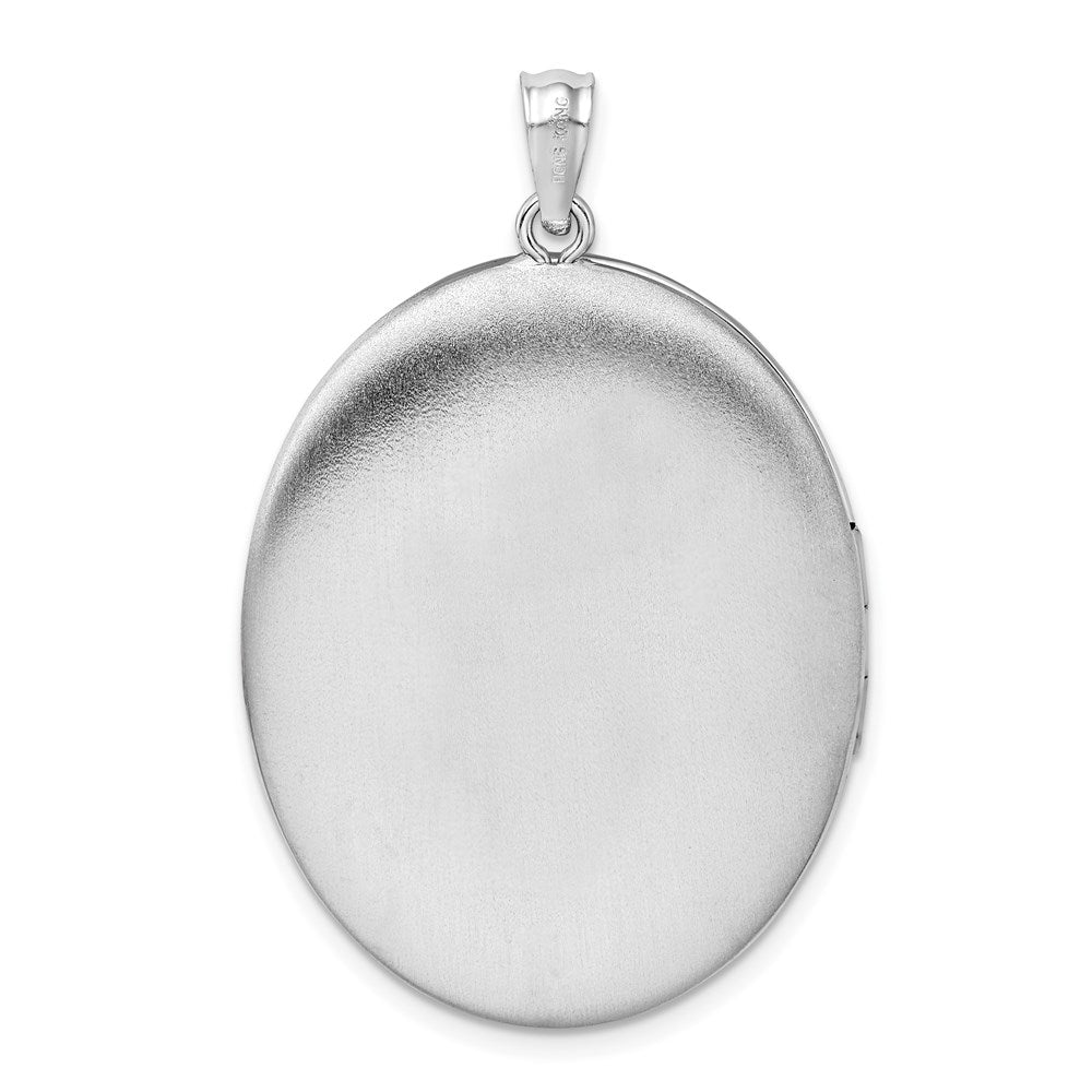 Sterlingsilber Rhodiniert mit Seite Swirls 34mm Oval Medaillon