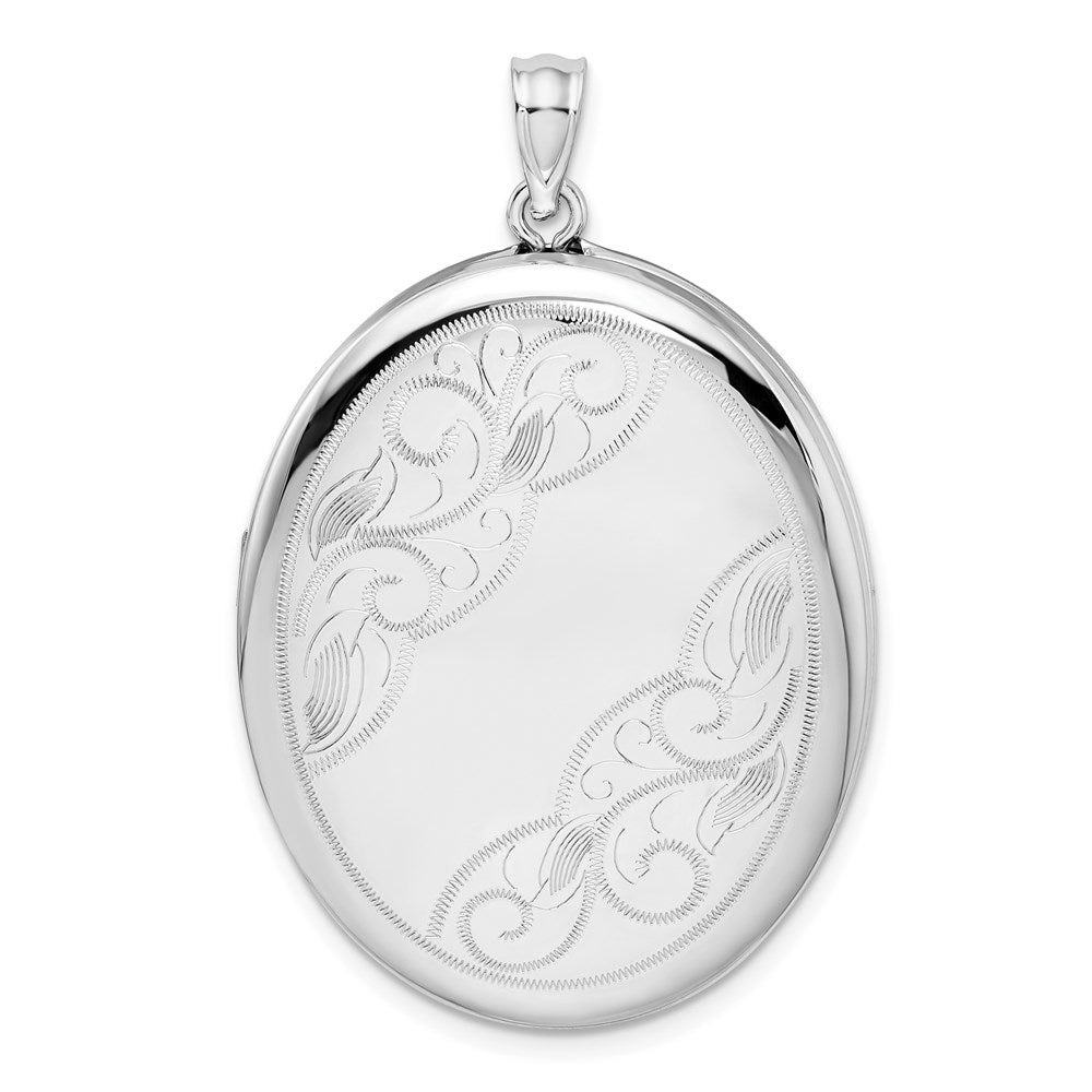 Sterlingsilber Rhodiniert mit Seite Swirls 34mm Oval Medaillon