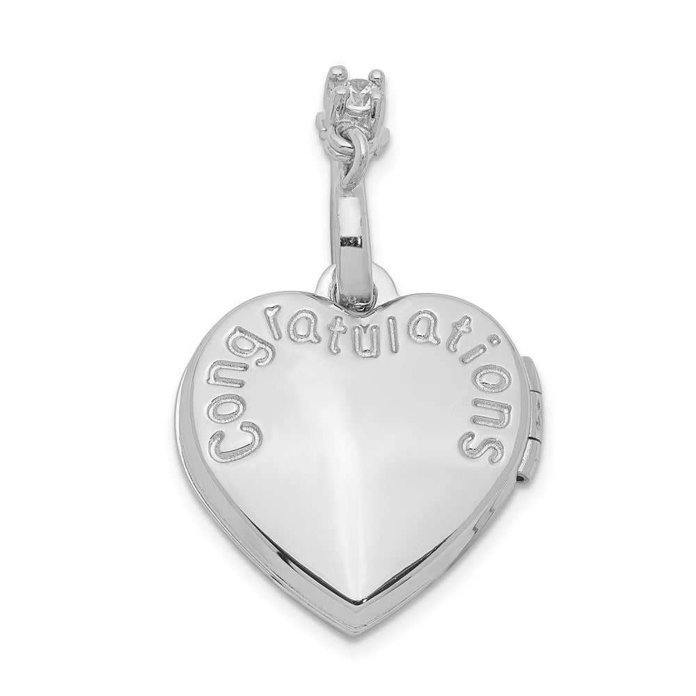 Sterlingsilber Rhodiniert Happy 16th Geburtstag mit Zirkonia Herz Medaillon
