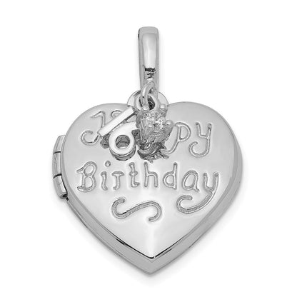 Sterlingsilber Rhodiniert Happy 16th Geburtstag mit Zirkonia Herz Medaillon