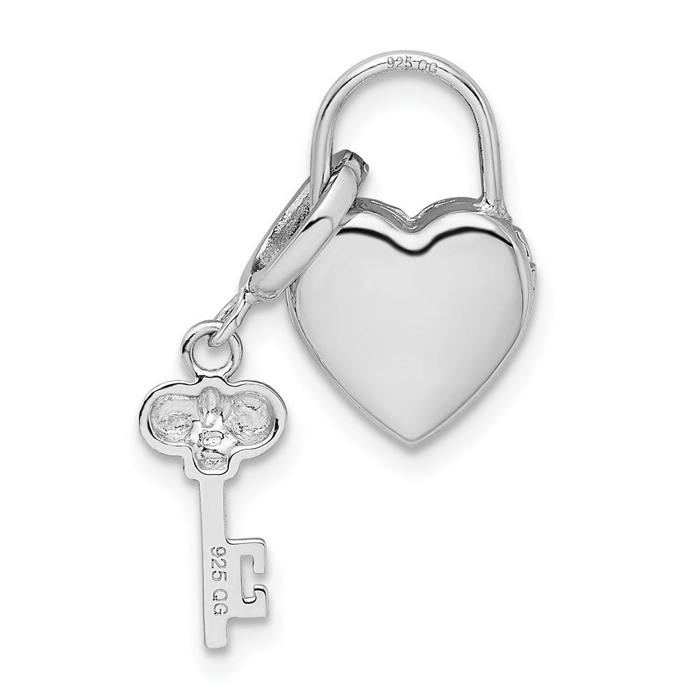 Sterlingsilber Rhod & Vergoldet 10mm Herz Schloss Key Hinge Medaillon Charm