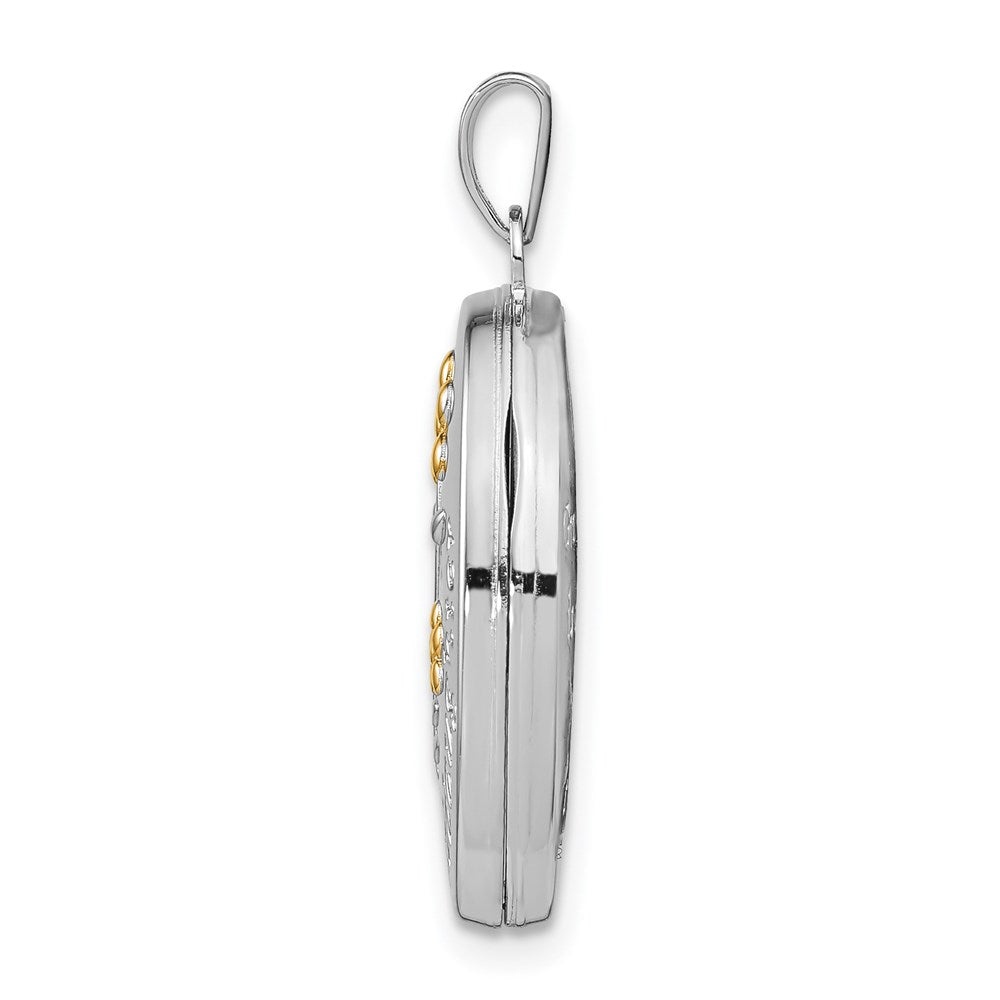 Sterlingsilber Rhodiniert & Vergoldet Blumen Granddaughter Oval Medaillon