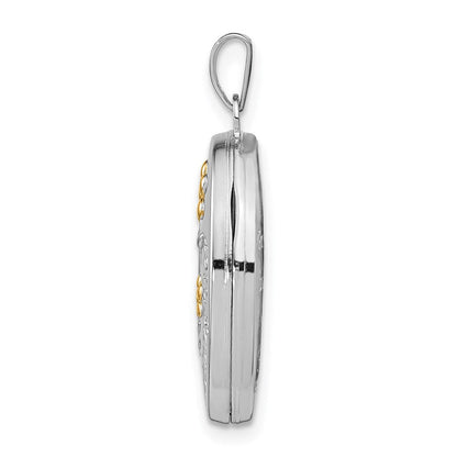 Sterlingsilber Rhodiniert & Vergoldet Blumen Granddaughter Oval Medaillon