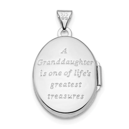 Sterlingsilber Rhodiniert & Vergoldet Blumen Granddaughter Oval Medaillon