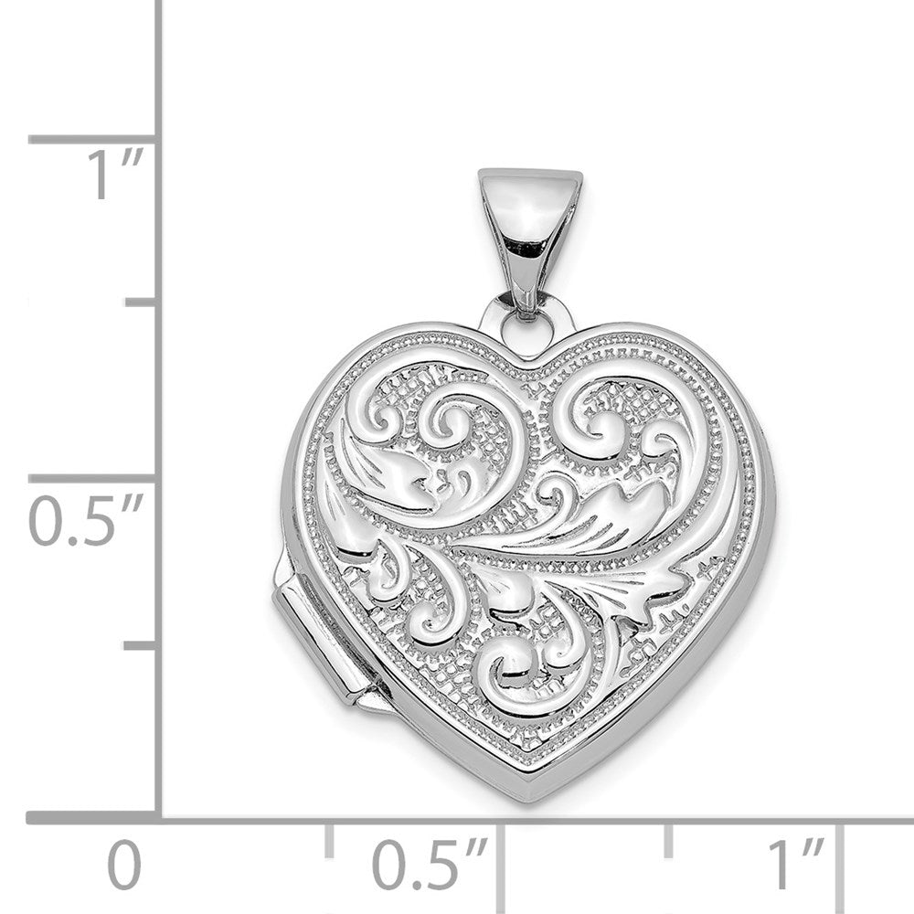 Sterlingsilber Rhodiniert 18mm Ranke Design Herz Medaillon