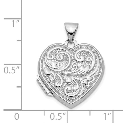 Sterlingsilber Rhodiniert 18mm Ranke Design Herz Medaillon