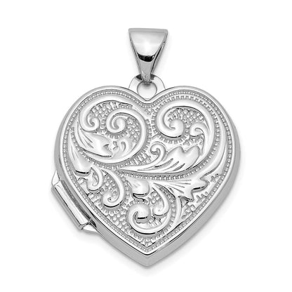 Sterlingsilber Rhodiniert 18mm Ranke Design Herz Medaillon