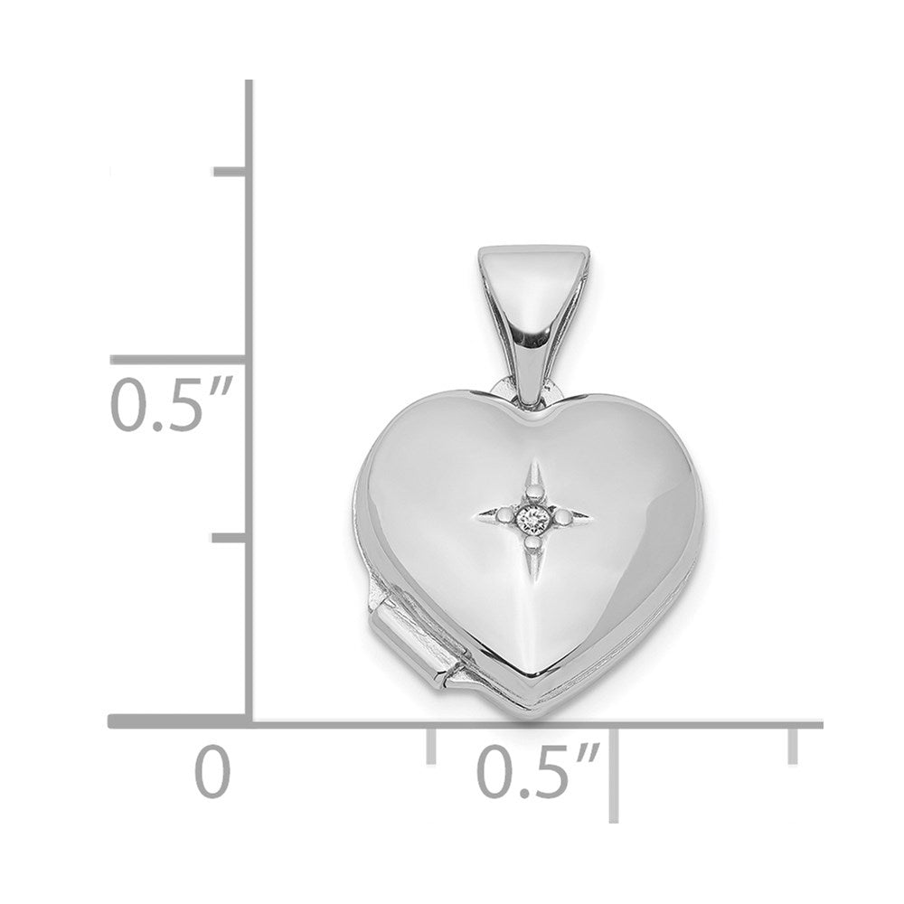 Sterlingsilber Rhodiniert Diamant 12mm Herz Medaillon