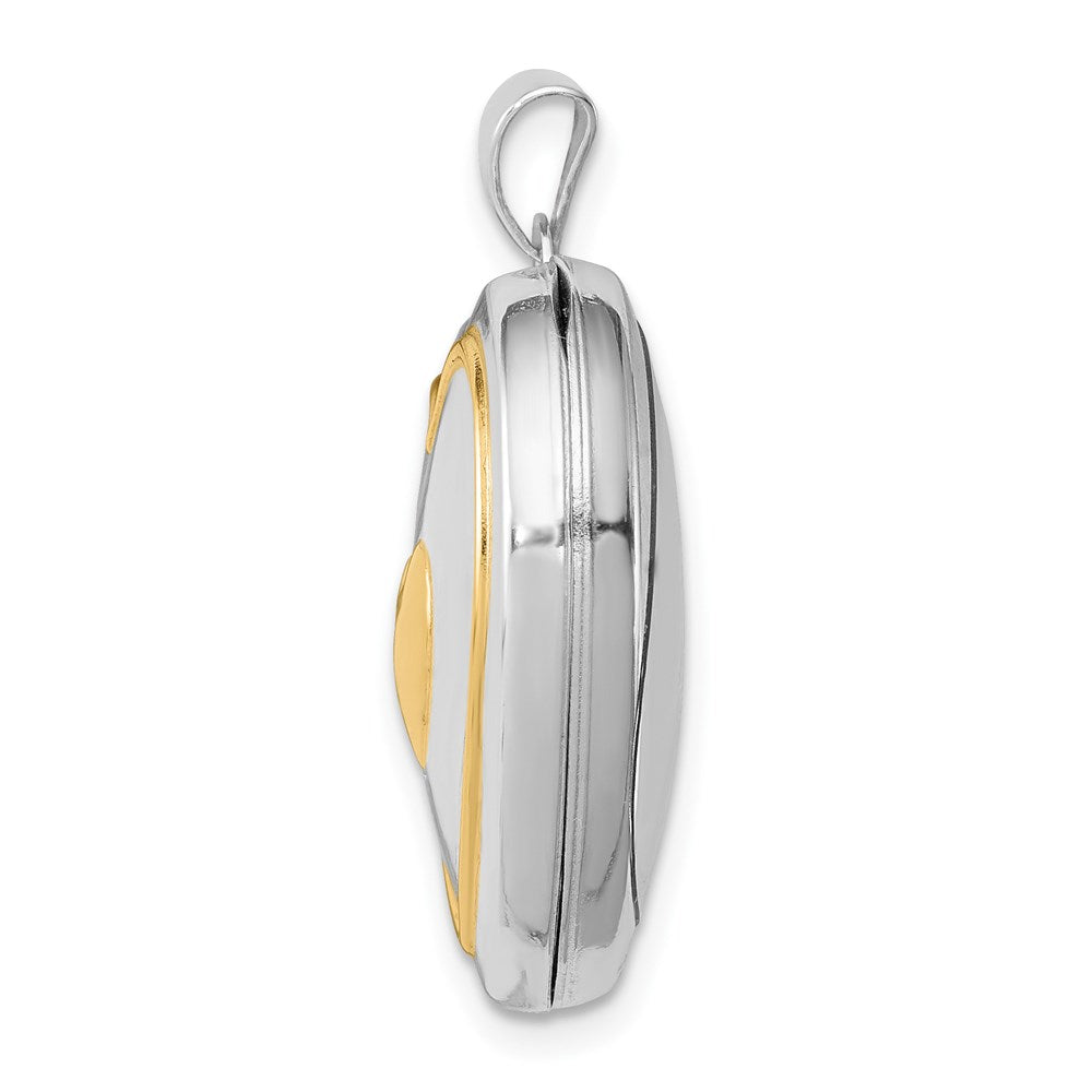 Sterlingsilber Rhodium & Vergoldet mit Key Charm Inside 21mm Herz Medaillon