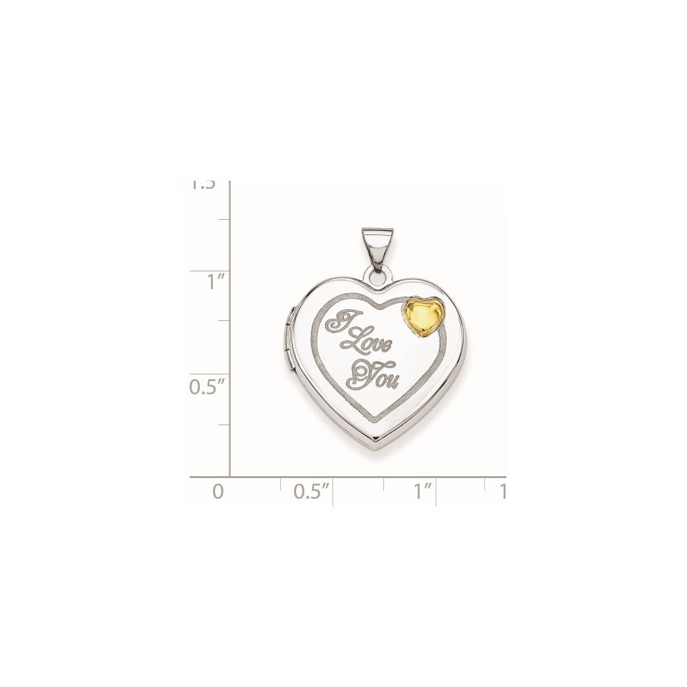 Sterlingsilber Rhodium & Vergoldet 21mm I Liebe You Herz Medaillon