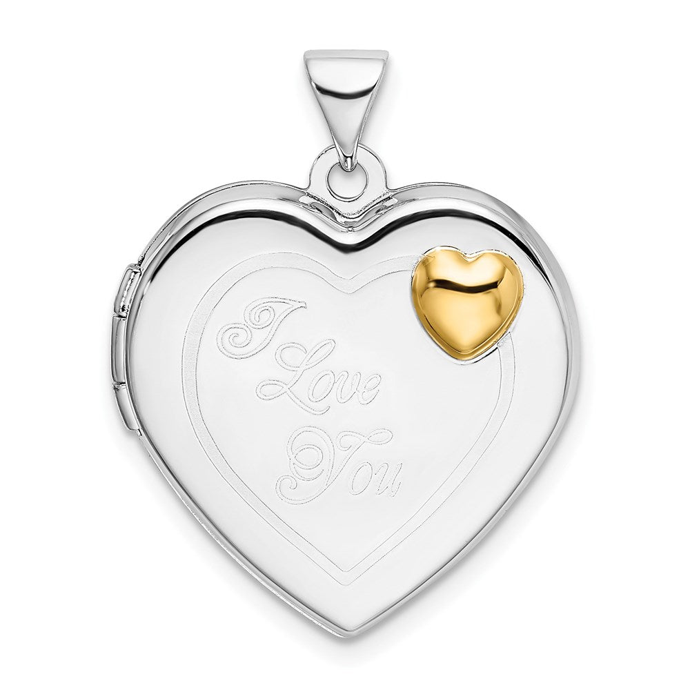 Sterlingsilber Rhodium & Vergoldet 21mm I Liebe You Herz Medaillon